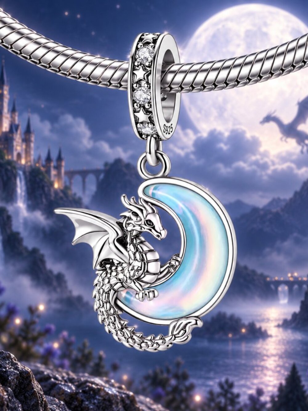 Dragon & Moon Dangle Charm